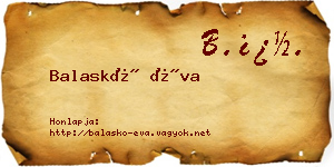Balaskó Éva névjegykártya